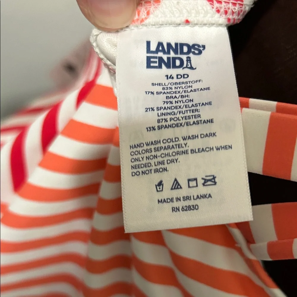 Lands' End Pink Striped Women's Swimsuit too sz 14 DD - Picture 8 of 8